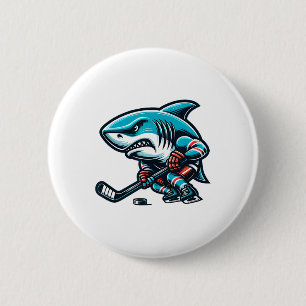 Ice Hockey Cool Shark Fierce Power Play 6 Cm Round Badge