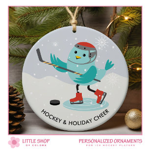 Ice Hockey Customisable Photo Ceramic Ornament