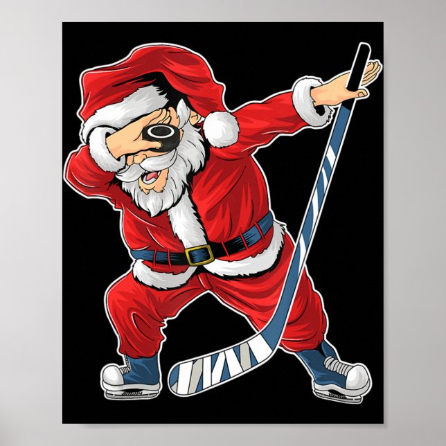 Ice Hockey Dabbing Santa Claus Hockey Player Chris Poster (Front)