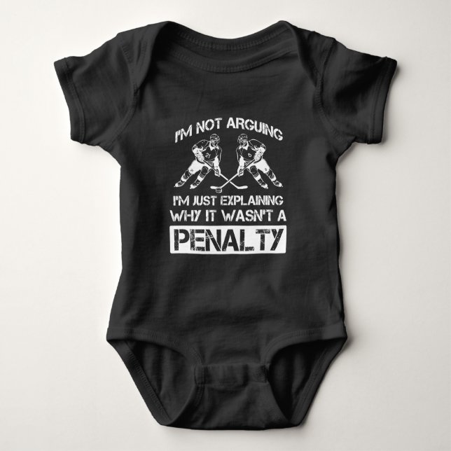 Ice Hockey Defense Forward Player Sport Penalty Baby Bodysuit (Front)