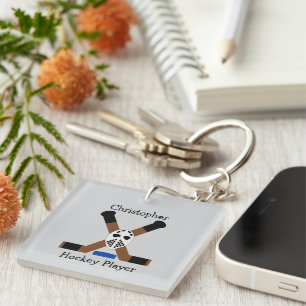 Ice Hockey Design Personalised Key Ring