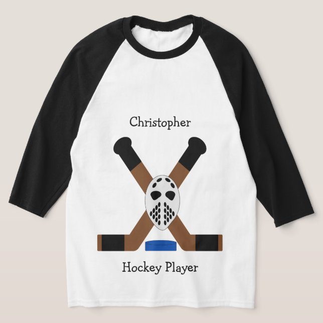 Ice Hockey Design Personalised T-Shirt (Laydown)