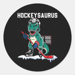 Ice Hockey Dinosaur Hockey Boy Kids Hockey Hockeys Classic Round Sticker