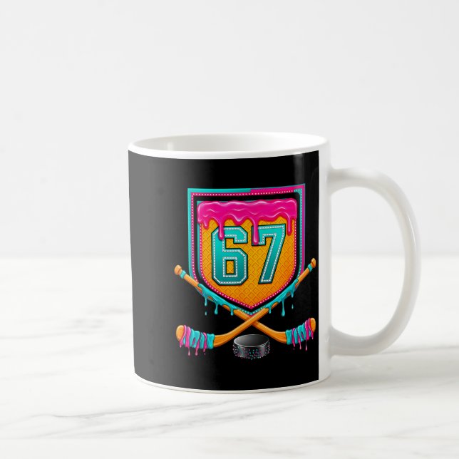 Ice Hockey Drip Number 67 Ice Hockey Player  Coffee Mug (Right)