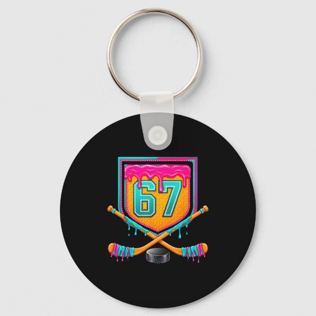 Ice Hockey Drip Number 67 Ice Hockey Player  Key Ring (Front)