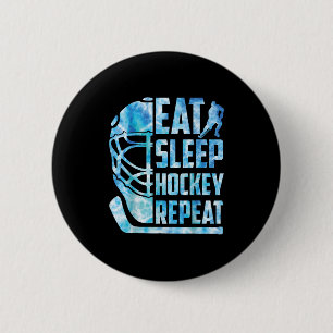 Ice Hockey Eat Sleep Hockey Repeat Funny Youth Boy 6 Cm Round Badge