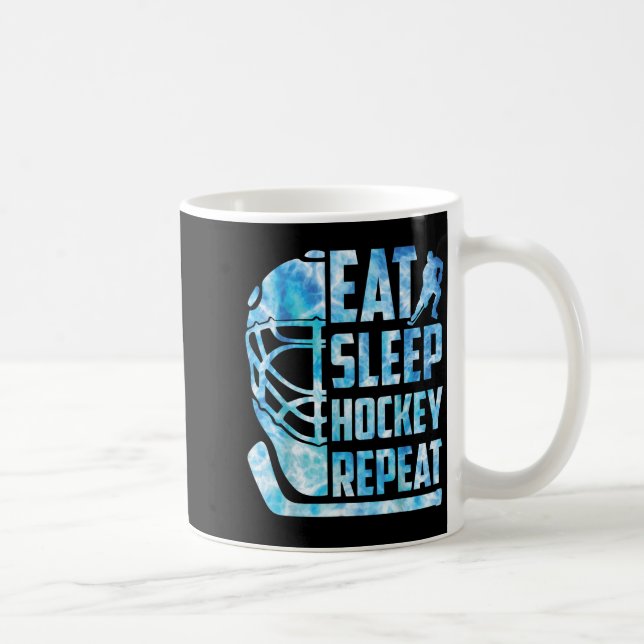 Ice Hockey Eat Sleep Hockey Repeat Funny Youth Boy Coffee Mug (Right)