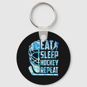 Ice Hockey Eat Sleep Hockey Repeat Funny Youth Boy Key Ring