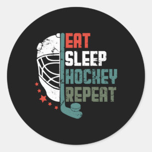 Ice Hockey Eat Sleep Hockey Repeat Ice Hockey Classic Round Sticker