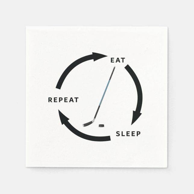 Ice Hockey Eat Sleep Repeat Sports Fan Saying Napkin (Front)