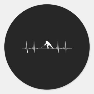 Ice Hockey Ecg Pulse Line Heartbeat Hockey Goal Pl Classic Round Sticker