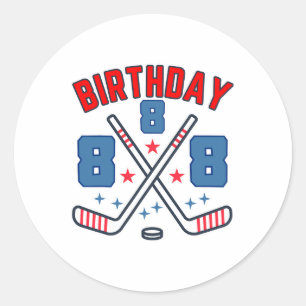 Ice Hockey Eight Birthday Boy 8th Party Boys Age 8 Classic Round Sticker