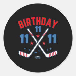 Ice Hockey Eleven Birthday Boy 11th Party Boys Age Classic Round Sticker