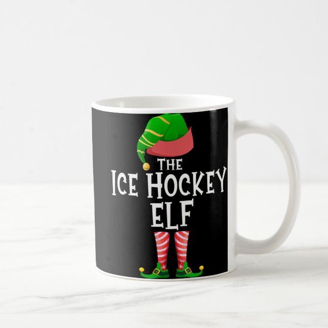 Ice Hockey Elf Matching Family Group Christmas Par Coffee Mug (Right)