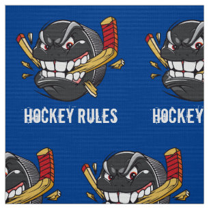 Ice Hockey Fabric by the Yard, YOUR TEXT, COLORS