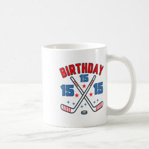 Ice Hockey Fifth-teen Birthday Boy 15th Party Boys Coffee Mug