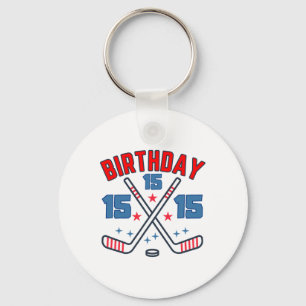 Ice Hockey Fifth-teen Birthday Boy 15th Party Boys Key Ring