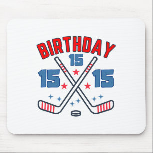 Ice Hockey Fifth-teen Birthday Boy 15th Party Boys Mouse Pad