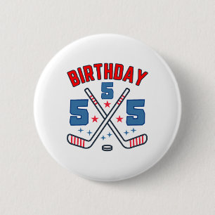 Ice Hockey Five Birthday Boy 5th Party Boys Age 5 6 Cm Round Badge