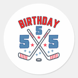 Ice Hockey Five Birthday Boy 5th Party Boys Age 5 Classic Round Sticker