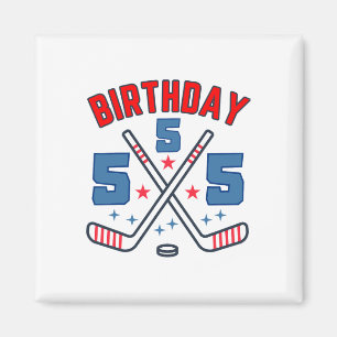 Ice Hockey Five Birthday Boy 5th Party Boys Age 5 Magnet