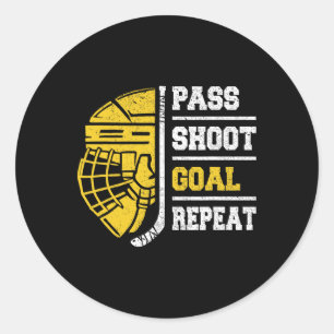 Ice Hockey For Boys, Men P Shoot Goal Repeat Hocke Classic Round Sticker