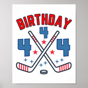 Ice Hockey Four Birthday Boy 4th Party Boys Age 4 Poster