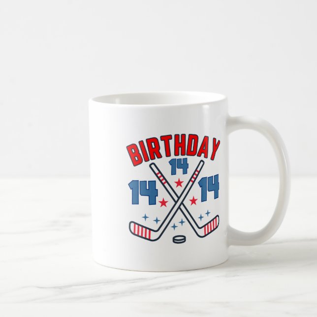 Ice Hockey Fourteen Birthday Boy 14th Party Boys A Coffee Mug (Right)