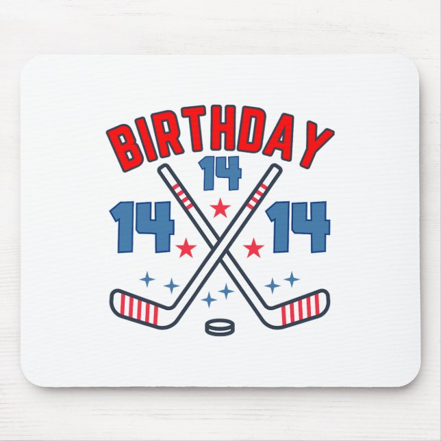 Ice Hockey Fourteen Birthday Boy 14th Party Boys A Mouse Pad (Front)