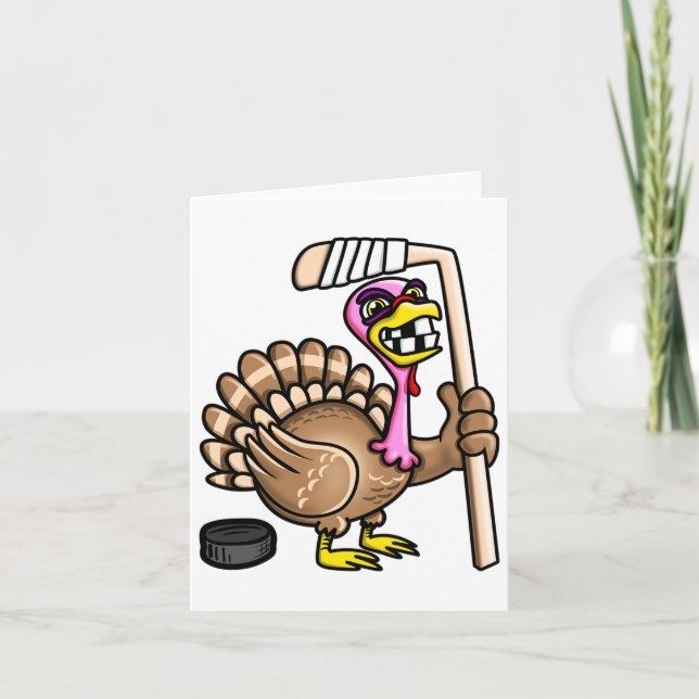 Ice Hockey Fun Thanksgiving Turkey Fall Session  Card (Front)