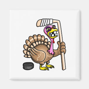Ice Hockey Fun Thanksgiving Turkey Fall Session Magnet