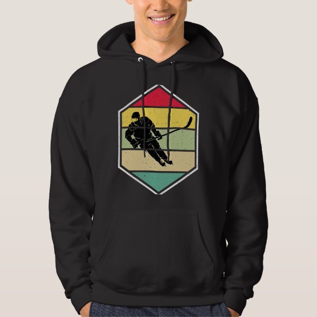 Ice Hockey Funny Ice Hockey Frisbee Lover Retro Vi Hoodie (Front)