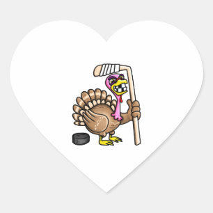 Ice Hockey Funny Thanksgiving Turkey fall session Heart Sticker