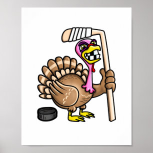 Ice Hockey Funny Thanksgiving Turkey fall session Poster