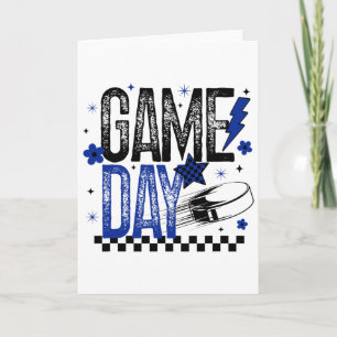 Ice Hockey Game Day Hockey Mum Retro Blue And Blac Card