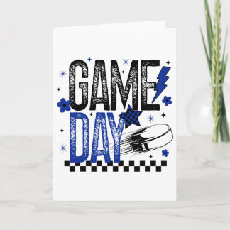 Ice Hockey Game Day Hockey Mum Retro Blue And Blac Card