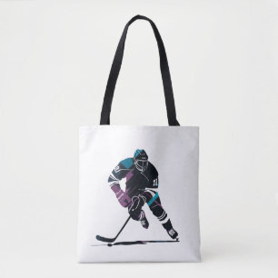 Ice Hockey Game Sport Challenge Silhouette Style Tote Bag