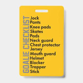 Ice Hockey Gear Checklist ID Badge