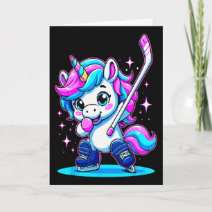 Ice Hockey Girl Dabbing Unicorn Card