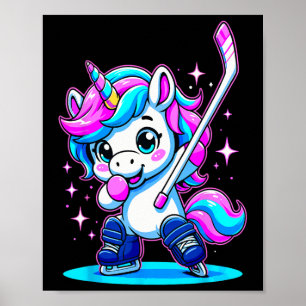 Ice Hockey Girl Dabbing Unicorn  Poster