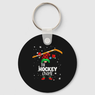Ice Hockey Gnome Red Buffalo Plaid Matching Family Key Ring