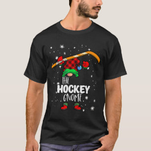 Ice Hockey Gnome Red Buffalo Plaid Matching Family T-Shirt