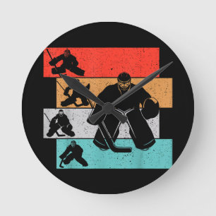 Ice Hockey Goalie Hockey Player Round Clock