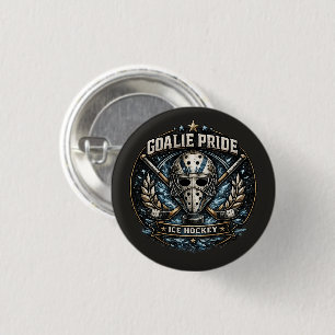 Ice Hockey Goalie Mask Vintage Sports Puck Design 3 Cm Round Badge