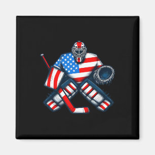 Ice Hockey Goalie Player Usa Flag Vintage Magnet