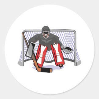 ice hockey goalie realistic vector illustration classic round sticker