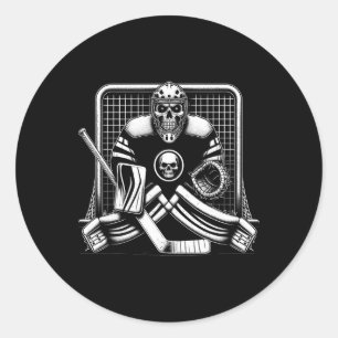 Ice Hockey Goalie Skeleton Youth Halloween Costume Classic Round Sticker