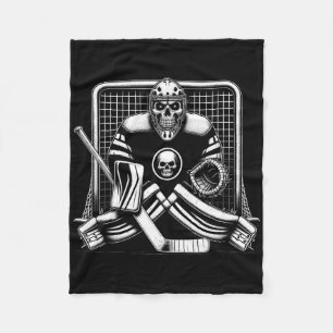 Ice Hockey Goalie Skeleton Youth Halloween Costume Fleece Blanket