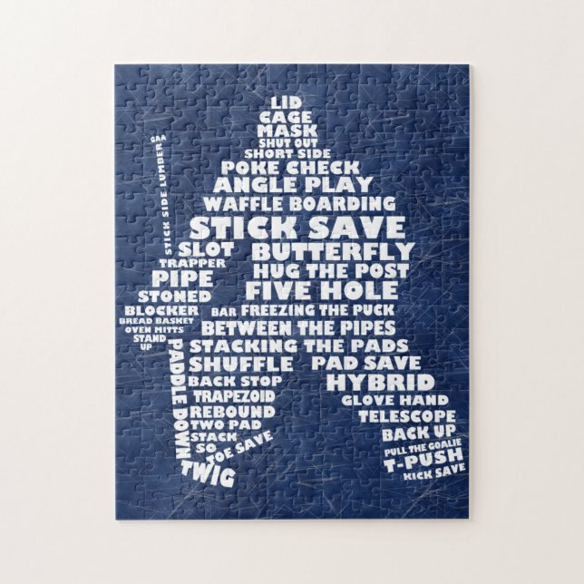 Ice Hockey Goalie Typography Jigsaw Puzzle (Vertical)