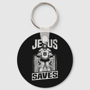 Ice Hockey Goalie Vintage Goalkeeper Jesus Jesus S Key Ring